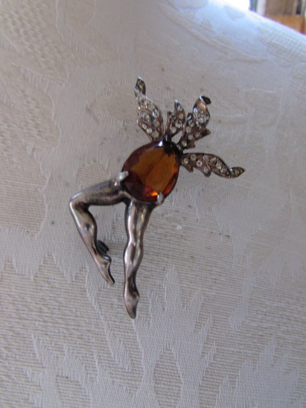 Surprising Brooch Sterling Silver Jelly Belly Rhinestone Flames - Picture 4 of 11
